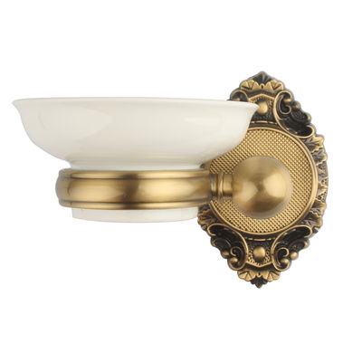 Brass Wall Mount Ceramic Soap Dish and Towel Rack Set for Traditional Bathroom Design