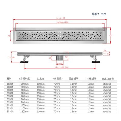 European Washroom Installations Stainless Steel Floor Drain with Strainer Style Design