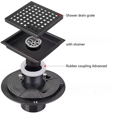 4inch 6inch Stainless Steel American Sink Drainage Square Floor Drain ABS Flange Base for Washroom