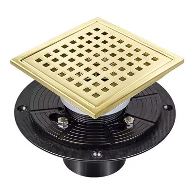 4inch 6inch Stainless Steel American Sink Drainage Square Floor Drain ABS Flange Base for Washroom