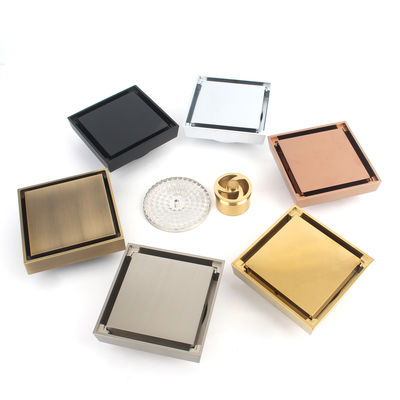 50mm Square Brass Floor Drain Tile Insert Anti-Odor Grate Cover Strainer for Hotels