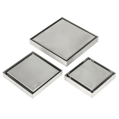 Strainer Style Square Floor Drain with Tile Insert Grate Cover CHROME PLATE SS304