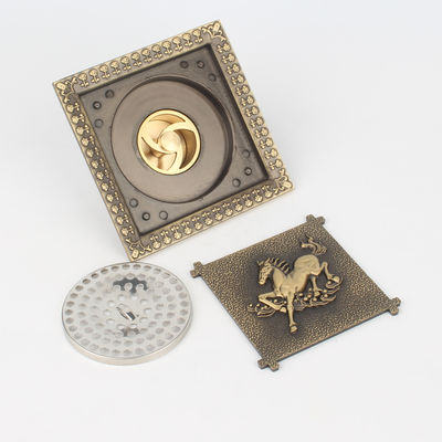 Modern Style Brass Square Bath Flower Shower Strainer Floor Drain Waste Cover Washer for Bathrooms and Washrooms for Basins