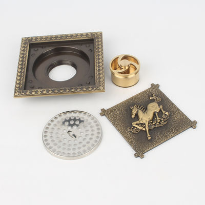 Modern Style Brass Square Bath Flower Shower Strainer Floor Drain Waste Cover Washer for Bathrooms and Washrooms for Basins