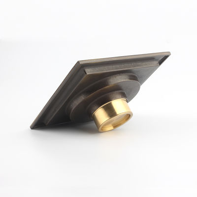 Modern 5-Inch Antique Brass Floor Drain Cover Concealed Square Design for Hotel Bathroom Anti-Odor Usage with Basin Accessory
