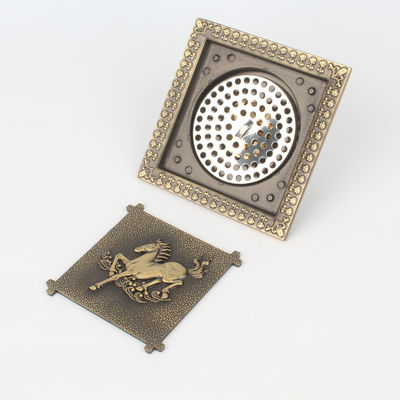 Strainer Style 5 Inch Brass Floor Drain for Modern Square Bath Flower Shower and Bath
