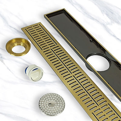 BANGQI All-Copper Long Linear Toilet and Kitchen Bathroom Shower Drain Brass Floor Waste Drain for Basin Use