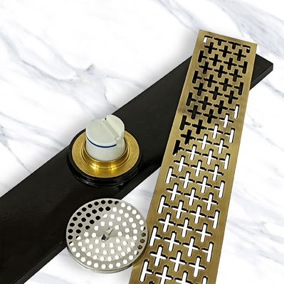 BANGQI All-Copper Long Linear Toilet and Kitchen Bathroom Shower Drain Brass Floor Waste Drain for Basin Use