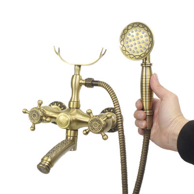 Thermostatic Faucets Hot and Cold Mixer Antique Brass Rainfall Shower Set for Bath