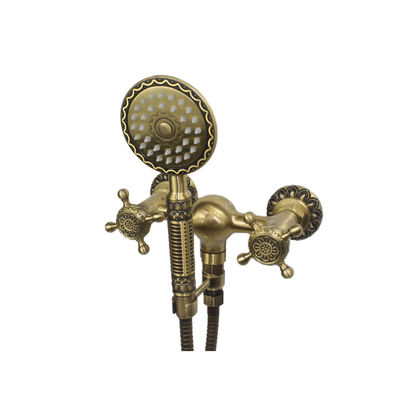 Thermostatic Faucets Hot and Cold Mixer Antique Brass Rainfall Shower Set for Bath
