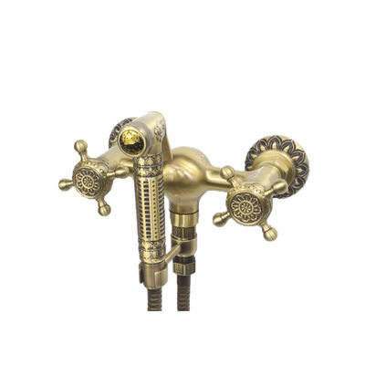 Thermostatic Faucets Hot and Cold Mixer Antique Brass Rainfall Shower Set for Bath