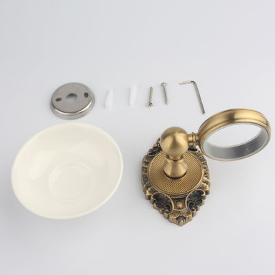 Brass Wall Mount Ceramic Soap Dish and Towel Rack Set for Traditional Bathroom Design