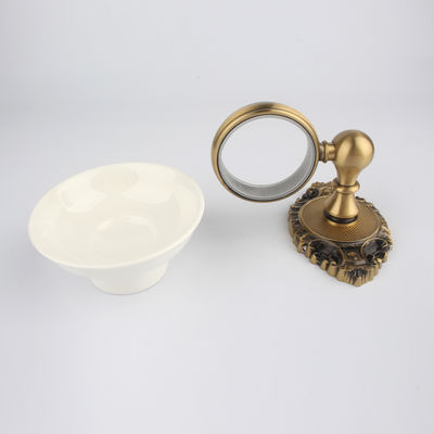 Brass Wall Mount Ceramic Soap Dish and Towel Rack Set for Traditional Bathroom Design