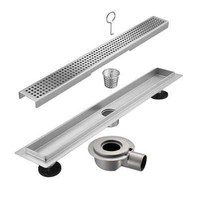 Modern 24-Inch Anti-Odor Stainless Steel Long Floor Drain with Hair Catcher for Hotel Shower Direct Factory Supply