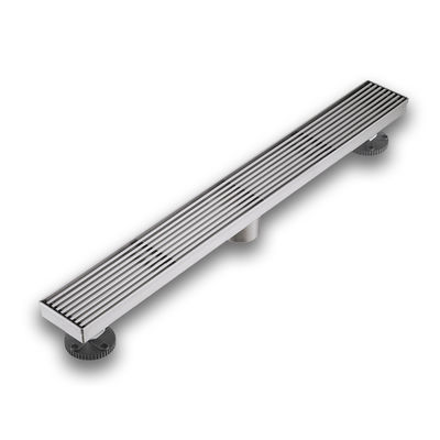 Modern Mesh Brushed Nickel Shower Floor Drain Long Stainless Steel Trap Factory Direct for Hotel Bathrooms