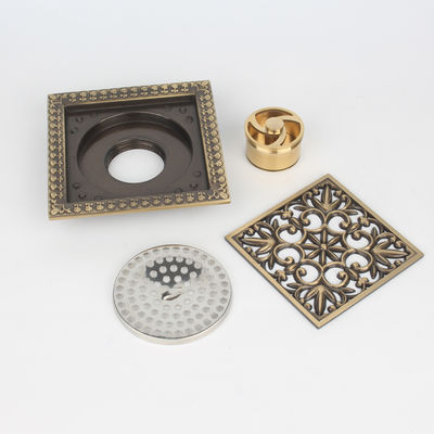 5 Inch Brass Shower Floor Drain Anti Odor Square Bathroom Drain for Modern Bathrooms