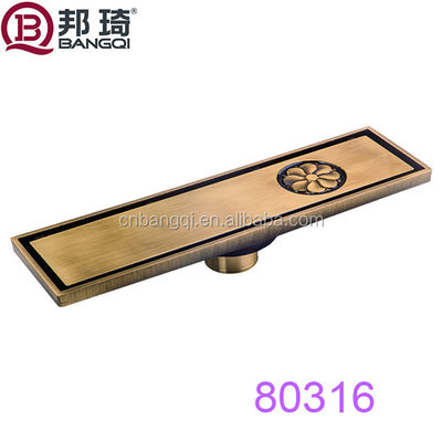 Chrome Plated 82X300mm Bangqi Brass Long Linear Floor Drain for Hotels and Basins