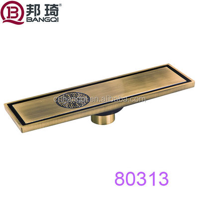 Chrome Plated 82X300mm Bangqi Brass Long Linear Floor Drain for Hotels and Basins