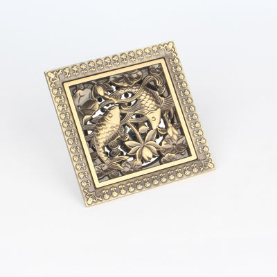 Factory Sale Modern Brass Antique Double Carp Lucky round Bathroom Square Floor Drain with Waste Strainer Function for Hotels