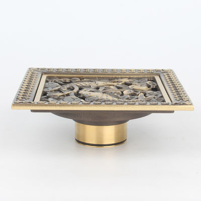Factory Sale Modern Brass Antique Double Carp Lucky round Bathroom Square Floor Drain with Waste Strainer Function for Hotels