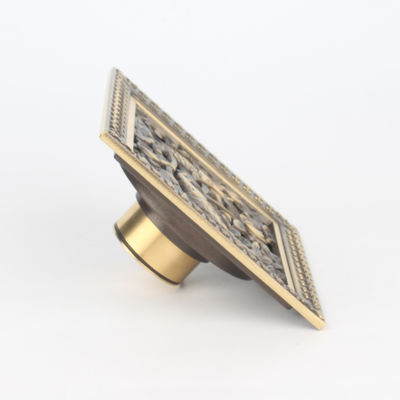 Factory Sale Modern Brass Antique Double Carp Lucky round Bathroom Square Floor Drain with Waste Strainer Function for Hotels