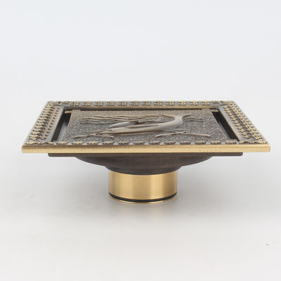 Anti Odor Function All-Brass Antique Dolphin Floor Drain with Deodorant Tile Insert Waste