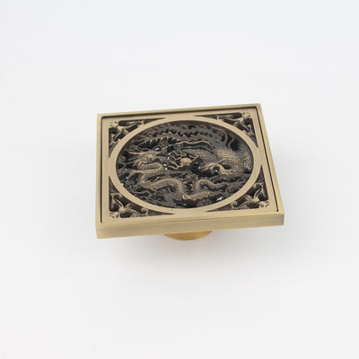 Antique Brass Square Floor Drain for Shower Basin Ground Drainer with Strainer Filter Drainage Clean for Hotel Bathroom Washroom