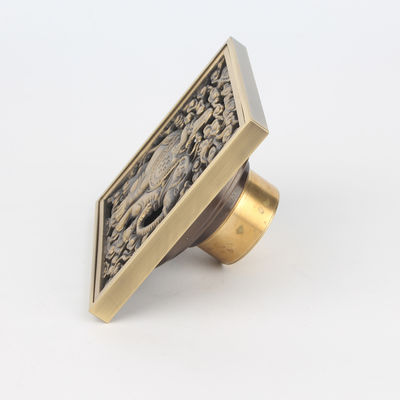 Removable Cover and Waste Water Strainer 4-Inch Square Brass Shower Drain for Washroom