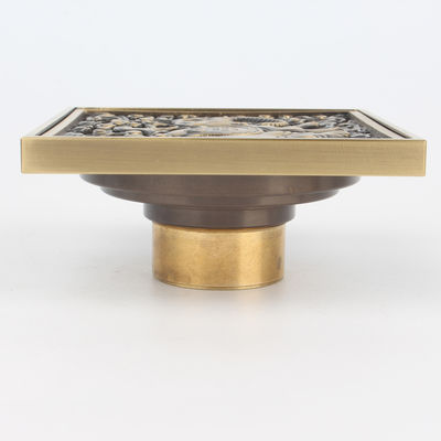 Removable Cover and Waste Water Strainer 4-Inch Square Brass Shower Drain for Washroom