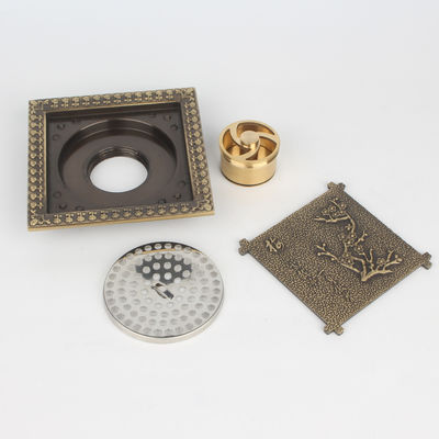 Modern 5-Inch Brass Bathroom Shower Drains Square Shower Floor Waste Drain with Basin Usage for Hotels