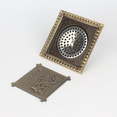 Modern 5-Inch Brass Bathroom Shower Drains Square Shower Floor Waste Drain with Basin Usage for Hotels