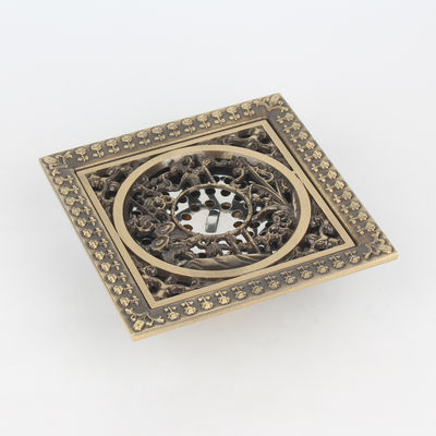 Hotel Usage BANGQI 120*120mm Square Antique Brass Floor Drain with Anti Odor Function