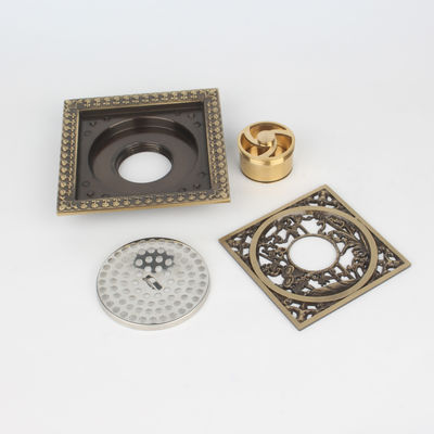 Hotel Usage BANGQI 120*120mm Square Antique Brass Floor Drain with Anti Odor Function